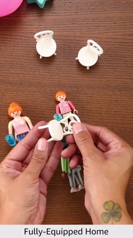 Playmobil Tiny House Pretend Play Toy Playset - 160 Piece Bundle Made with Recycled Material - Includes 3 Mini Figures, Furniture, Kitchen, Attic, Solar Panel Roof & Customizable Decor for Kids