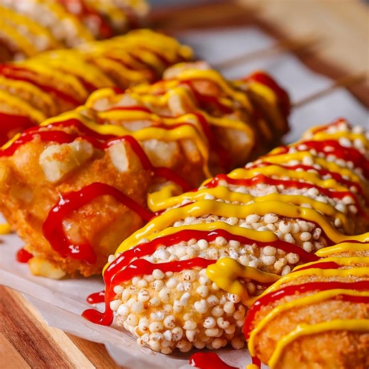 28K views · 37 reactions | These cheesy, beefy, sweet, and savoury corn dogs probably have you drooling already. 襤 RECIPE: https://tasty.co/recipe/korean-corn-dogs | Tasty UK | Facebook