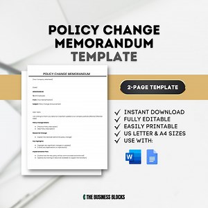 Policy Change Memorandum Template: Editable Business Memo (google Docs, MS Word) - Etsy