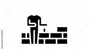 Building Construction Icon Animation Excavation And Footing Reinforcement, Columns Casting And Windows Installation, Building Process Stock Video