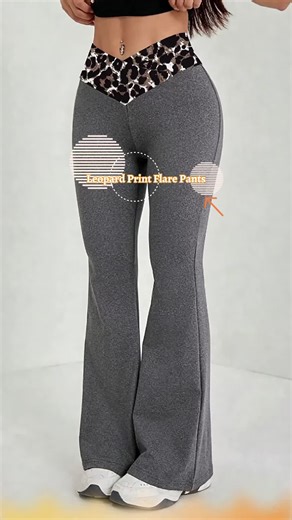 Women's Leopard Print Flare Leg Sports Pants, Casual Comfy Bell Bottom Trousers for Yoga Gym Workout Running, Ladies Sportswear for All Seasons #leggingsoutfit #activewearforwomen #bestleggings #everydayleggings #pilatesoutfitideas #plussizelegggings #straightlegleggings #highwaistpantsforwomen #brxlpantswomen #hmwidelegpants
