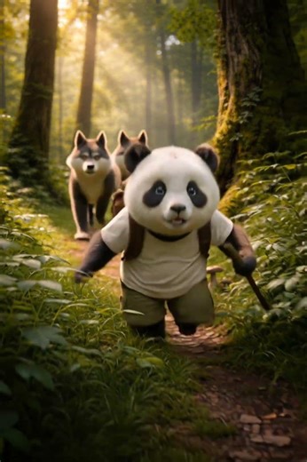 The Panda Who Escaped the Wolves 🐺🌲 (Cinematic Forest Story)