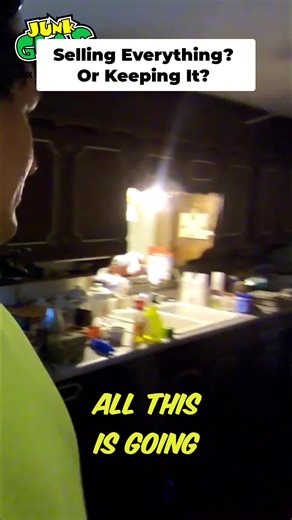 Everything's gotta go! Cabinets, furniture...she said there's good stuff to sell. Fridge stays, tho! #MovingSale #EstateSale #Declutter #GarageSale