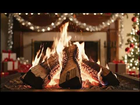 Christmas Fireplace with Fire Sounds 4K 1 hour • Warm Cozy Yule Log No Music 🎄🔥