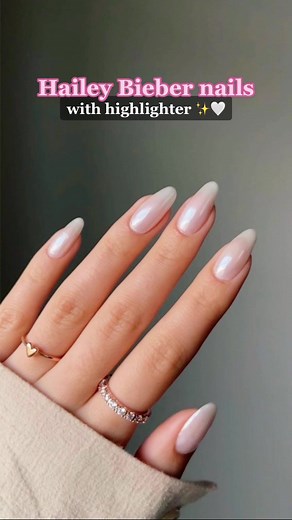 Hailey Bieber Nails: 2 Coats Pink Shellac with Highlighter ✨🌸