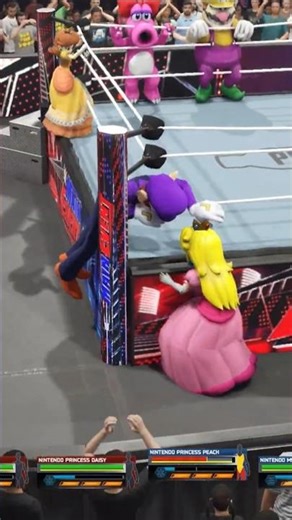 INSANE Peach Suplex Waluigi from top rope 😱 #nintendo #mario