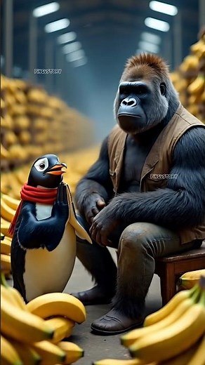 Pingu saves the panda from the scary gorilla!🐧🐼🦍 #shorts #penguin #pingustory