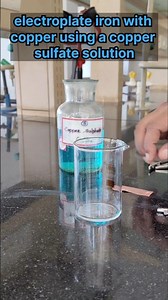 Electroplating on iron key using copper plate and copper sulphate solution #shorts #chemistry