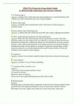 2024 CNA Prometric Exam Study Guide A Rated Guide Questions and Answers Solved