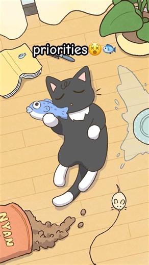 fell off the cat tower. broke everything. saved what matters. 😵🐟 #cat #animation #catlife #cattax