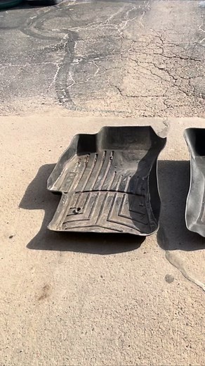 Watch as our Protectant Spray works its magic on these WeatherTech floor mats that have seen a lot of snow and slush throughout the winter.✨ Give your interior a refresh just in time for Spring weather!🌦️🌷 #InteriorCleaning #FloorMat #BackToBlack #CarCleaning #SpringCleaning #InteriorDetailing