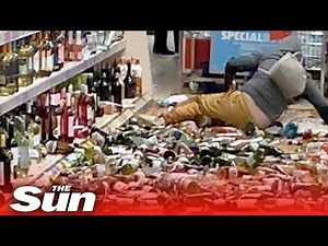 Aldi wrecking rampage - Woman smashes 500 bottles of booze