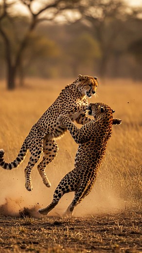 Cheetah vs Leopard: Epic Wild Battle in the Savannah  In the heart...