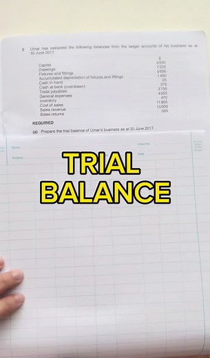 HOW TO DO: Trial Balance. (Singapore syllabus) #poa #accounting #accounts #study #studytips #finance #A #exams #NLevel #OLevel #tutor #tutoring #student #examtips #principlesofaccounting #teach #education #studentlife #teacher #poaisfun #ilovepoa #studyinsingapore #accountancy #tuition #privatetuition #poatuition #OLPOA #NLPOA