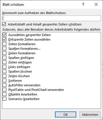 VBA - Schützen / Aufheben des Schutzes von Arbeitsblättern