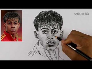 Lamine Yamal Portrait Drawing | Easy Pencil Sketch | Lamine Yamal Drawing