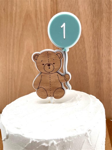 Beary First Birthday Cake Topper, Teddy Bear One Cake Topper, Bear Balloon Cake Topper, 1st Birthday Cake Topper - Etsy