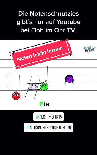 Noten spielend leicht #lernen nur auf #youtube bei #flohimohrtv #musikunterricht #grundschule #kinder #kids #notenschnutzies #eltern