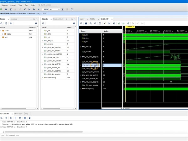 m基于FPGA的RS+卷积级联编译码实现,RS用IP核实现,卷积用verilog实现,包含testbench测试文件