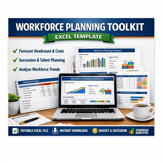Workforce Planning Toolkit Excel Template | Headcount, Budget, Succession (Digital Download)
