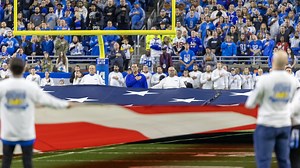 Who sang the National Anthem for Rams-Lions on Sunday Night Football?