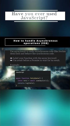 🧬 JavaScript 🧬 How to handle Asynchronous operations ES8 🧬 #shorts #KGRDevShorts #HowToJavascript