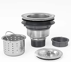 GETPRO Kitchen Sink Drain Strainer 3-1/2 Inch Sink Strainer Assembly Kit 304 Stainless Steel Removable Deep Waste Basket and Sealing Lid Kitchen Sink Drain Assembly Kit for Standard Kitchen Sink