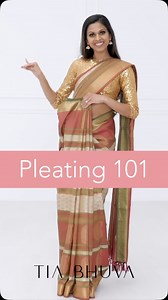 This pleating method works on any fabric😉 #sareepleating #pleats #sareehacks #sareetips #sareedraping #sareedrapingtutorial #sareetutorial #sareelove | TiaBhuva.com