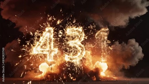 Explosion countdown with sparks and fire at a special event location