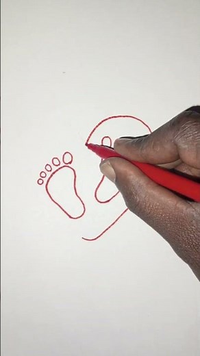 How to Draw Baby's Feet in a Heart and Color It Red