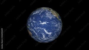 Looping planet earth rotation. out through clouds and atmosphere into space. View of the Earth at night video animation.