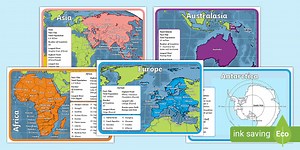 KS1 Geography Continents of the World Fact File Posters