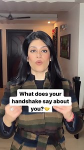 What does your Handshake say about you?1. Lower hand- submission- giving control, 2. Upper hand- domination- taking control,3.double handshake- love and respect, as one hand goes higher, it shows some hidden agenda,4.limp / dead fish handshake- no confidence, 5. Bone crushing handshake- aggression.comment if you do any of these#imagecoach#handshake | Enliven Persona- By Arti Arora