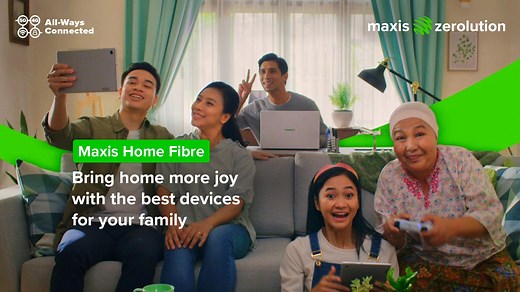 Stay all-ways connected with Maxis Home Fibre paired with a wide range of home devices from Maxis Home Fibre. It's easy to own with low monthly instalment through Zerolution. Bring home Maxis Home Fibre today. | Maxis