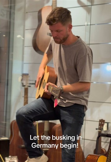 Had to plug it in to see what it was like. The old trusty Baby Martin LX1E. #germany #thomann #loop #martinguitars #musician