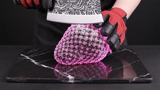 ASMR Experience: Cleaver Scraping Pink Ice Strawberry