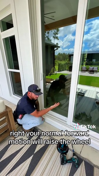 Quick tip on fixing your sliding glass door when slide gets a little rough. Most of the time you can clean the track and simply adjust the glides. #slidingglassdoor #diy #lifehacks #construction #homebuilding