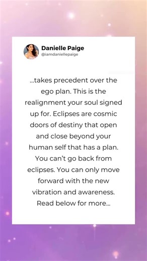 Danielle Paige•Body Soul Stars on Instagram: "The universe is as savage as it gets because it will do whatever it needs to do around eclipse season.😬 But this is not “bad”. This is MAGIC!!!! Whatever happens now your soul is orchestrating it behind the scenes. How your human self handles it. It’s why you’re here on earth to evolve. Cosmic ayahuasca. 🙏🏼 This is my jam. I am obsessed with eclipses because they are beyond what your logical mind thinks needs to happen. They take you on a soul pat