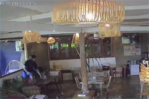 Watch: Surigao del Norte earthquake shakes lamps at Siargao restaurant as staff rush to safety