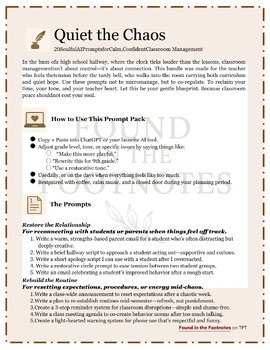 Quiet the Chaos: 20 AI Prompts for Calm, Confident Classroom Management