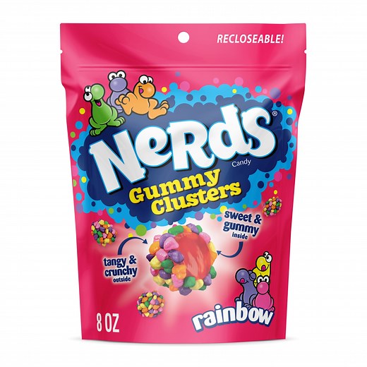 NERDS Gummy Clusters, Candy, Rainbow, Crunchy and Gummy, 8 oz Bag