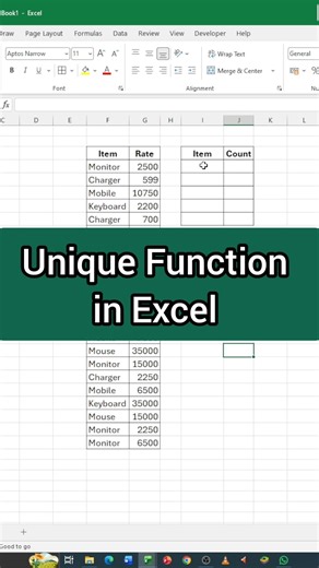 Unique Function in Excel #excel #exceltips #spreadsheetmagic