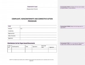 Complaint, Nonconformity and Corrective Action Procedure [ISO 17025 templates]