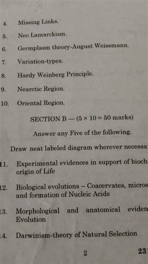 Evolution and Zoogeography Modelpaper#zoology#degree