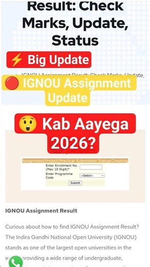 IGNOU Assignment Update 2026