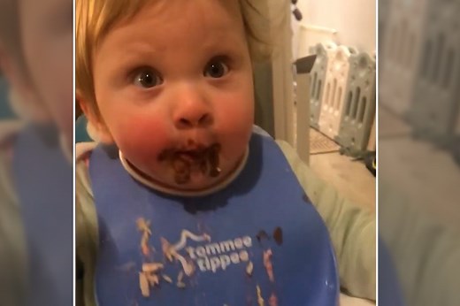 Baby freaks out trying chocolate for the first time