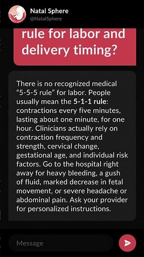 What is the 5-5-5 rule for labor and delivery timing?