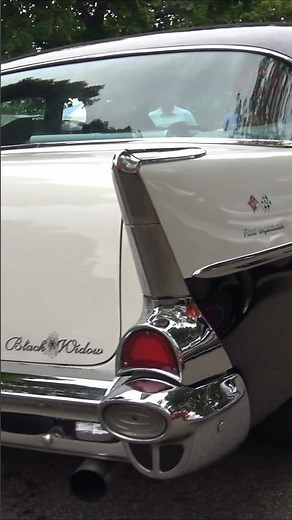 1957 Chevy 150 Black Widow Fuelie cruising Back to the 50s car show