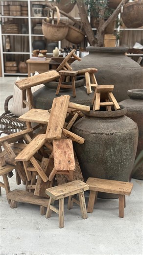 Our favourite little stools are back!! These humble, character-filled stools are still used in workshops across rural China today, where carpenters and craftsmen rely on their durability, low profile, and portable size for daily work. Each stool tells its own story. Weathered, worn, and utterly timeless. Use it as a rustic side table, a footstool, or a charming accent piece that brings a sense of living history into your home. | HARRY AND KIT