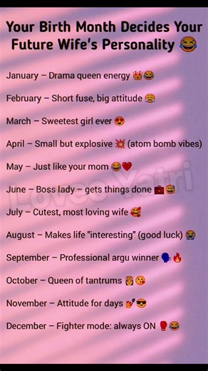 Your birth month determines your 'Wife Level.' Which one are you? 📊 #BirthMonth #FutureWife